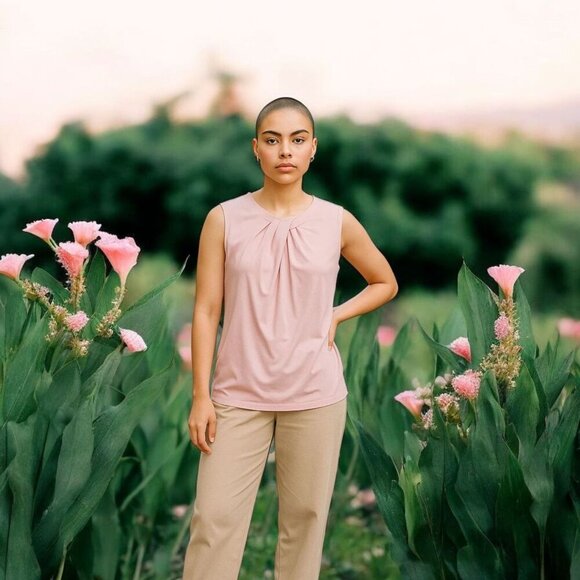 Nine West Light Pink Twist-Front Sleeveless Blouse | Rayon Blend | Size S NWT - Picture 2 of 11